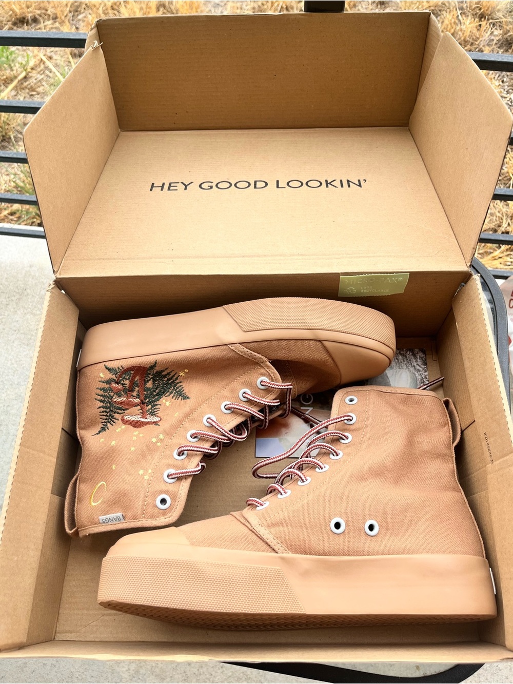 Bangs High-Top Canvas Sneakers with Embroidered Mushrooms